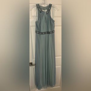Formal beaded halter, a-line dress color mint sz 12, New with tags.